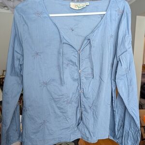 Blue Embroidered Women's Top